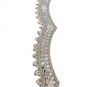 ขอบลูกไม้ลายดอกไม้ประดับมุกแบบหรูหราสไตล์ดั้งเดิม งานฝีมือประณีต ตกแต่งด้วยลูกปัดบนผ้าออร์แกนซ่า - Product Image 1