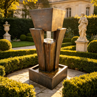 Fuente de Agua en Columna Geométrica, Chorro de Lluvia Vertical, Decoración para Jardín Exterior, Venta al Por Mayor