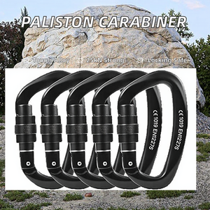 Paliston Climbing Combination <b>Padlock</b> 25kN Locking CE Certified D-Shaped Aluminum Alloy All Black 5pcs - Product Image 2
