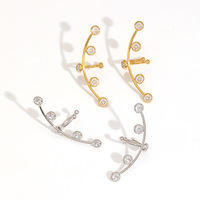 Boucles d'oreilles Gaovo Arc Ear Crawler en strass, plaquées or 18 carats, en acier inoxydable hypoallergénique, sans perçage, bijoux de mode pour femmes