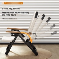 Chaise de camping pliable inclinable portable, chaise longue de plage d'extérieur avec accoudoirs et porte-gobelet