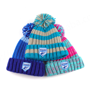 Wholesale Custom Unisex Embroidery Pom Pom Beanie High Quality Dyed <b>Acrylic</b> Cap Knitted Gorras Dot Bows for Outdoor Winter Beach - Product Image 1