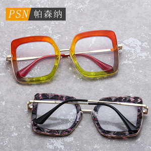 Montures de lunettes carrées Psn Or Noir Cadre complet Anti-lumière bleue Unisexe 2023 - Product Image 2