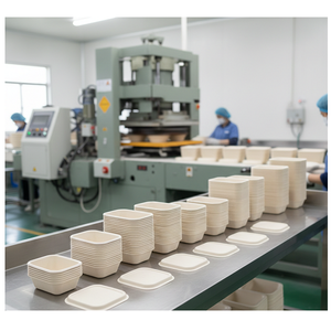 Contenedor Rectangular de Bagazo con Logotipo Personalizado al por Mayor, Lonchera Sostenible de Fibra de Caña de Azúcar para Suministro a Granel - Product Image 4