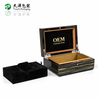 Boîte à montres en bois plaqué rayé personnalisée pour emballage cadeau de marque de montres de luxe, logo personnalisé, étui de présentation pour plusieurs montres