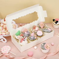 Lot de 50 boîtes de boulangerie classiques élégantes blanches réutilisables portables avec fenêtre de 4,17 x 2,16 x 1,37 pouces pour gâteaux à emporter