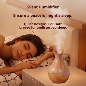 Mini diffuseur d'huiles essentielles portable 200 ml, humidificateur d'huiles essentielles en bois avec 9 couleurs d'éclairage ambiant nocturne - Product Image 5