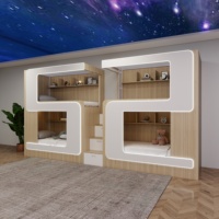 Lit simple en bois moderne de type capsule, OEM usine, avec rangement sécurisé, pour auberges de jeunesse, dortoirs d'appartements et hôtels