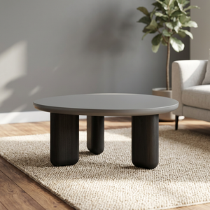 Mesa de Comedor Redonda Moderna para 4 Personas con Tapa de Piedra Sinterizada y Patas de Madera - Product Image 3