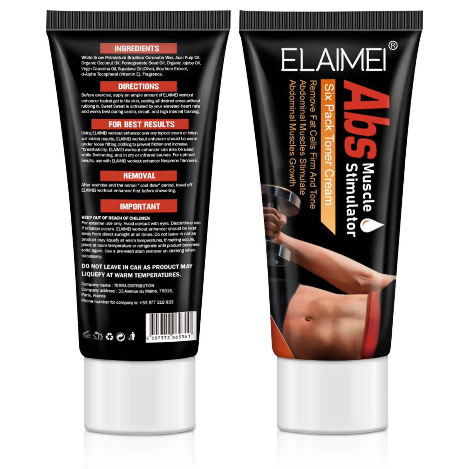 ELAIMEI New Portable Efftective Abs Stimulator Muscle Toner Fat Burning Reduction 60ml Abdominal Muscle Cream