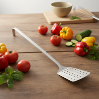 Spatule de cuisine perforée à long manche en acier inoxydable, antiadhésive et résistante à la chaleur, pour retourner et égoutter les aliments frits