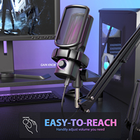 Nouveau microphone de gaming USB cardioïde RGB pas cher avec kit de support de bureau pour enregistrement PC et podcast