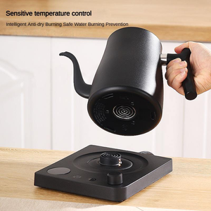 Modern 1000ml Black Stainless Steel Gooseneck Electric Hot <b>Water</b> <b>Bottle</b> with Digital Temperature Control for Coffee Tea Brewing - Product Image 5