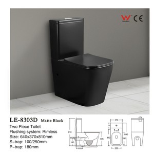 โถสุขภัณฑ์แบบสองชิ้น CR LE-8303D สีเทา ไร้ขอบ ขนาด 640x370x810 มม. - Product Image 3
