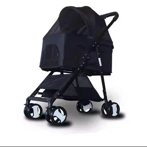 4-Wielen Cat Wandelwagen Huisdier Carrier Slenteren Winkelwagen Opvouwbare Hond Kinderwagen Met Afneembare Liner