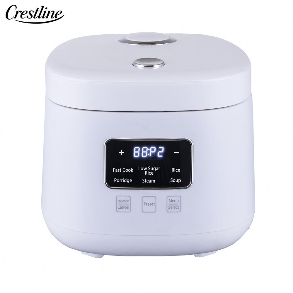 Economical 2L Electric Mini Rice Cooker Low Sugar Function Digital Control Measuring Cup Paddle Square Design for Hotel
