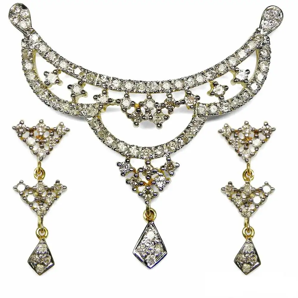 Set perhiasan Mangalsutra berlian untuk wanita perhiasan pengantin Set Mangalsutra emas berlian bersertifikat IGI oleh perhiasan