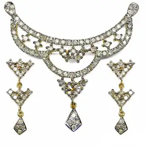 钻石曼加尔经珠宝套装女式新娘珠宝IGI认证钻石金曼加尔经珠宝套装