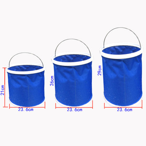 Seau pliable Frieder de 9, 11 et 13 litres, pliable et portable, pour le lavage de voiture, la pêche en plein air, l'utilisation domestique, bleu - Product Image 1