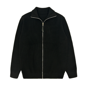 Cardigan en tricot côtelé de haute qualité pour l'automne, avec poches latérales, col rabattu, col roulé, fermeture éclair sur le devant, <span class=keywords><strong>veste</strong></span> en tricot, cardigan - Product Image 6