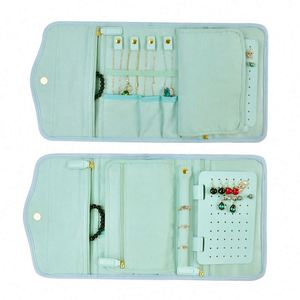 BSCI factory Quilted material <b>Travel</b> <b>Jewellery</b> Organiser <b>Roll</b> Foldable Jewelry bag - Product Image 2