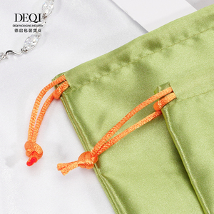 DEQI Packaging Jewellery Custom Size Double Drawstring Satin Ring Earring Jewelry <b>Pouch</b> 10*12 cm Dust Bag with Logo Printed - Product Image 4
