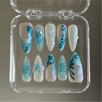Ongles press-on 3D vert et or avec strass, faux ongles stiletto nude de luxe avec décorations en cristal, faux ongles faits main sur mesure