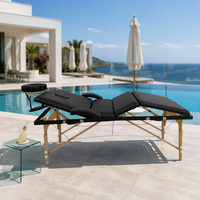 Table de massage pliante à 4 sections, capacité 260 kg, dossier et réglage des pieds multi-positions, lit de traitement à cadre en bois, vente en gros