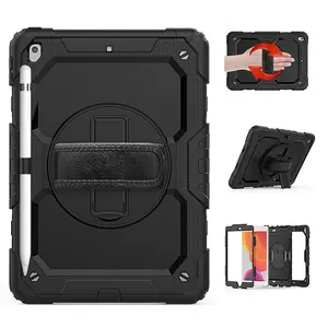 For New IPad 10.2 Inch 2019 9th Generation Shoulder Strap Cover With Rotate Kickstand And Screen Protector