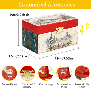 Boîte à bijoux musicale personnalisée <span class=keywords><strong>de</strong></span> <span class=keywords><strong>Noël</strong></span> avec tiroirs, motif cerf hivernal, figurine rotative, cadeau <span class=keywords><strong>de</strong></span> vacances, boîte à <span class=keywords><strong>musique</strong></span> d'usine - Product Image 3