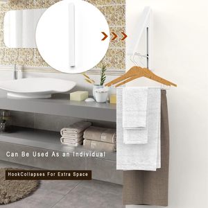 Porte-vêtements pliable mural rétractable, installation facile, blanc - Product Image 5