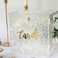 Acryl-Hochzeitskartenbox mit Wasserwellenmuster, hochtransparent, abschließbar, für Hochzeiten, Abschlussfeiern, Geldsammelumschläge