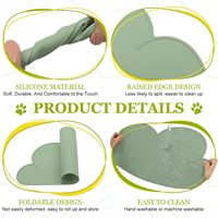 Tapis d'alimentation pour animaux de compagnie en silicone, bleu clair, en forme de nuage, pour chien et chat, antidérapant, avec rebord surélevé, pliable