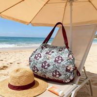 Sac à bandoulière de voyage pliable rayé de style japonais, pochette de rangement portable, épaisse et écologique en PLA, pour le shopping et les cadeaux