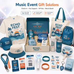 Paquete de Agradecimiento Personalizado para el Público con Tarjeta de Agradecimiento, Llavero, Botón y Hoja de Pegatinas para Recuerdos de Conciertos - Product Image 1