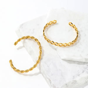 Braccialetto con polsino in corda intrecciata in oro e argento di fascia alta bracciale rigido regolabile da donna gioielli in acciaio inossidabile - Product Image 5