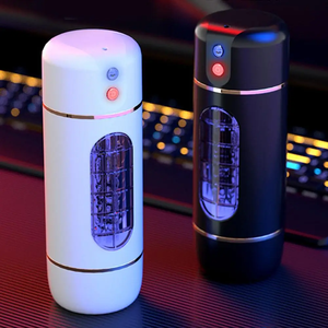 Juguete Adulto De Doble Textura-9 Intensidades 9 Vibración Negro/Blanco Pene Manga Masturbador - Product Image 4