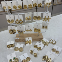 Pendientes de Aro Gruesos con Cuentas de Moda Elegantes Pendientes de Aro de Acero Inoxidable Chapado en Oro de 18k Joyería Fina