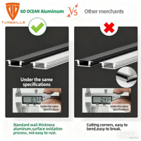 Profilé en T en alliage d'aluminium anodisé série 6000 pour LED encastrée personnalisée, diffuseur, accessoires de revêtement de sol, découpe et soudure intérieures