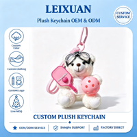 En gros, porte-clés et breloque de sac en peluche ours mignon sportif avec motif raquette et balle de pickleball pour décoration de sac à dos