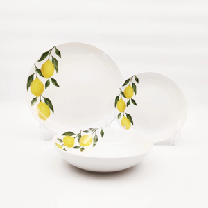 Lot <span class=keywords><strong>de</strong></span> 18 pièces <span class=keywords><strong>de</strong></span> vaisselle <span class=keywords><strong>en</strong></span> céramique motif citron frais pour <span class=keywords><strong>service</strong></span> <span class=keywords><strong>de</strong></span> <span class=keywords><strong>table</strong></span>, assiettes et bols pour 6 personnes, prix <span class=keywords><strong>de</strong></span> gros - Product Image 3