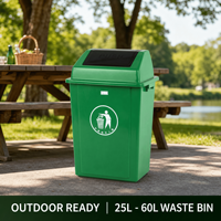 Mini poubelle compacte en PEHD avec couvercle à bascule, portable, écologique, 20-60L, pour intérieur/extérieur, avec capteur, pédale de tri et fixation murale