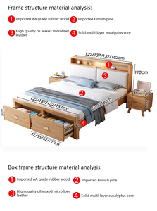Solid Wood High Box Drawer Double Bed Lit 2 Places Bedroom Furniture <strong>Camas</strong> <strong>De</strong> Madera Storage Bed Frames - Product Image 6