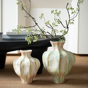 Vase <span class=keywords><strong>en</strong></span> céramique MSH de luxe, style nordique, texture segmentée colorée, pour étagère, décoration florale avec branches séchées - Product Image 6