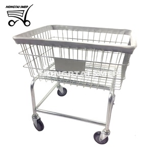 4 Bánh Xe Giỏ Thép Bền Lưu Trữ Vận Chuyển Thương Mại Giặt Giỏ Hàng Xe Đẩy - Product Image 5