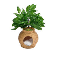 Nouveau design personnalisé arbre à chat en osier semi-fermé Condo avec feuilles