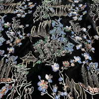 Tissu en velours coréen doux avec broderie de perles et sequins colorés pour robes de mariée - Prix de gros