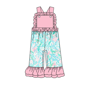 Précommande mode printemps fleur nouveau design petites filles <span class=keywords><strong>combinaison</strong></span> volants volants pantalons bretelles styles soeur enfants vêtements styles - Product Image 2
