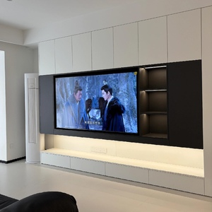Parete <span class=keywords><strong>TV</strong></span> Intelligente con Spazio di Archiviazione Integrato, Mensole Incorporate, Luci LED e Mobile Base Sospeso - Product Image 2