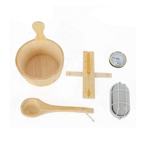 2025 nhà spa tắm hơi Kit thùng gỗ xô dipper Đèn lò nồi Hẹn giờ với Nhiệt kế nước Scoop đồng hồ cát tắm hơi phụ kiện Kit - Product Image 6